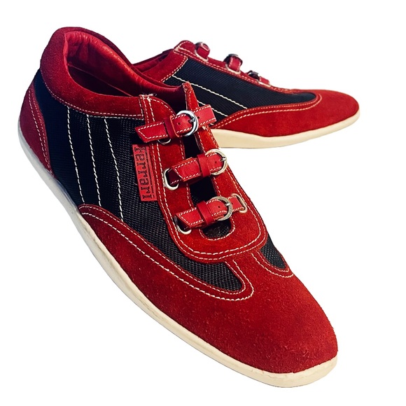 Rare  Vintage Tod’s for Ferrari Red & Black Driving Shoes With Buckles - Size 40 - Picture 1 of 7